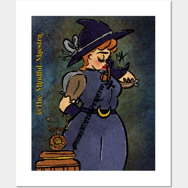 Witch on the phone Wall Art by The Mindful Maestra